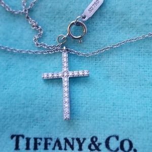 Tiffany & Co. 18k white gold cross necklace